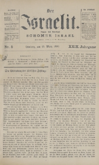 Der Israelit : Organ der Vereines Schomer Israel. 1896, nr 5