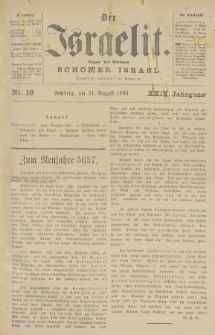 Der Israelit : Organ der Vereines Schomer Israel. 1896, nr 16
