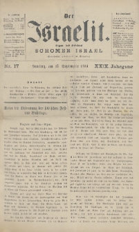 Der Israelit : Organ der Vereines Schomer Israel. 1896, nr 17