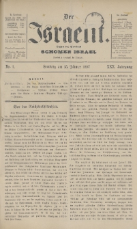 Der Israelit : Organ der Vereines Schomer Israel. 1897, nr 1