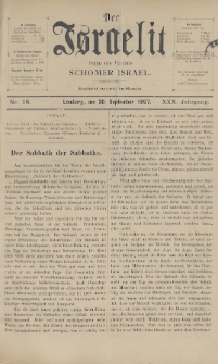 Der Israelit : Organ der Vereines Schomer Israel. 1897, nr 18