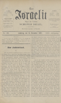 Der Israelit : Organ der Vereines Schomer Israel. 1897, nr 23