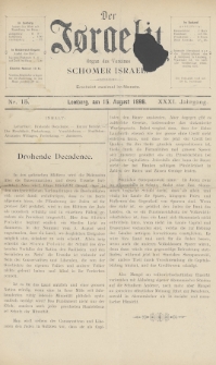 Der Israelit : Organ der Vereines Schomer Israel. 1898, nr 15