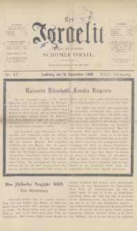 Der Israelit : Organ der Vereines Schomer Israel. 1898, nr 17