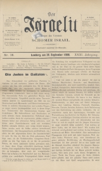 Der Israelit : Organ der Vereines Schomer Israel. 1898, nr 18
