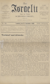 Der Israelit : Organ der Vereines Schomer Israel. 1898, nr 24
