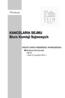 Pełny Zapis Przebiegu Posiedzenia Komisji Gospodarki (nr 3) z dnia 21 grudnia 2011 r.