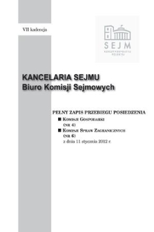 Pełny Zapis Przebiegu Posiedzenia Komisji Gospodarki (nr 4) z dnia 11 stycznia 2012 r.