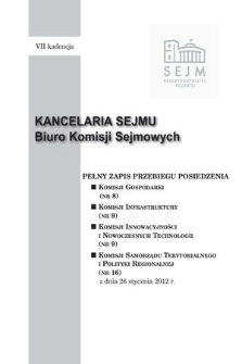 Pełny Zapis Przebiegu Posiedzenia Komisji Gospodarki (nr 8) z dnia 26 stycznia 2012 r.