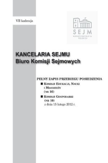 Pełny Zapis Przebiegu Posiedzenia Komisji Gospodarki (nr 10) z dnia 15 lutego 2012 r.
