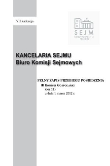 Pełny Zapis Przebiegu Posiedzenia Komisji Gospodarki (nr 11) z dnia 1 marca 2012 r.