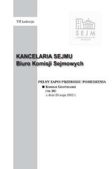 Pełny Zapis Przebiegu Posiedzenia Komisji Gospodarki (nr 20) z dnia 23 maja 2012 r.