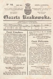 Gazeta Krakowska. 1834, nr 84