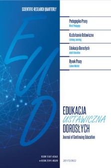 Edukacja Ustawiczna Dorosłych : EUD : międzynarodowy kwartalnik naukowy = Journal of Continuing Education : international scientific quarterly. 2022, nr 2