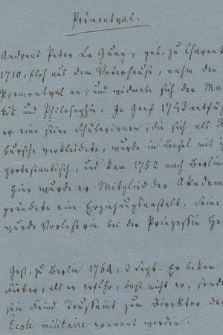 Varnhagens Notiz über ihn,14 Briefe an Formey 1755-1765