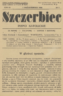 Szczerbiec : pismo katolickie. R. 3, 1928, nr 9
