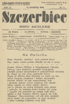 Szczerbiec : pismo katolickie. R. 3, 1928, nr 14