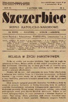 Szczerbiec : pismo katolicko-narodowe. R. 4, 1929, nr 3