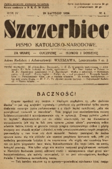 Szczerbiec : pismo katolicko-narodowe. R. 4, 1929, nr 4