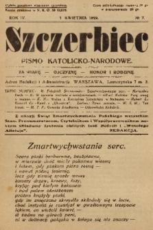 Szczerbiec : pismo katolicko-narodowe. R. 4, 1929, nr 7