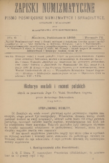Zapiski Numizmatyczne : pismo poświęcone numizmatyce i sfragistyce. R. 2, 1885, nr 6