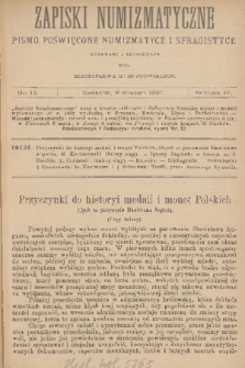 Zapiski Numizmatyczne : pismo poświęcone numizmatyce i sfragistyce. R. 4, 1887, nr 12