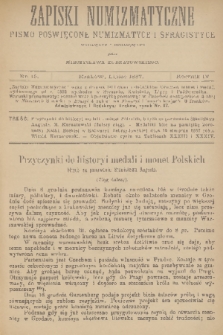 Zapiski Numizmatyczne : pismo poświęcone numizmatyce i sfragistyce. R. 4, 1887, nr 13