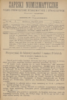 Zapiski Numizmatyczne : pismo poświęcone numizmatyce i sfragistyce. R. 5, 1888, nr 15