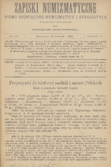 Zapiski Numizmatyczne : pismo poświęcone numizmatyce i sfragistyce. R. 5, 1888, nr 16