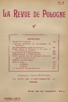 La Revue de Pologne. R. 1, 1915, No. 9