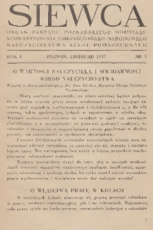 Siewca : organ Zarządu Poznańskiego Oddziału Stowarzyszenia Chrześcijańsko-Narodowego Nauczycielstwa Szkół Powszechnych. R. 1, 1937, nr 2