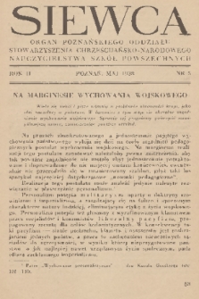 Siewca : organ Zarządu Poznańskiego Oddziału Stowarzyszenia Chrześcijańsko-Narodowego Nauczycielstwa Szkół Powszechnych. R. 2, 1938, nr 5