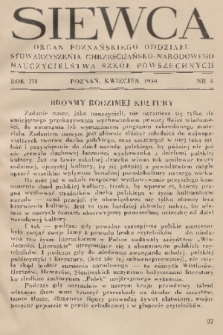 Siewca : organ Zarządu Poznańskiego Oddziału Stowarzyszenia Chrześcijańsko-Narodowego Nauczycielstwa Szkół Powszechnych. R. 3, 1939, nr 4