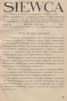 Siewca : organ Zarządu Poznańskiego Oddziału Stowarzyszenia Chrześcijańsko-Narodowego Nauczycielstwa Szkół Powszechnych. R. 3, 1939, nr 5