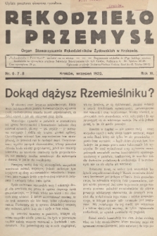 Rękodzieło i Przemysł : organ Stowarzyszenia Rękodzielników Żydowskich w Krakowie. R. 10/11, 1932, nr 6-7-8
