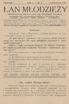 Łan Młodzieży : dwutygodnik kształcącej się młodzieży polskiej. R. 1, 1908, nr 9