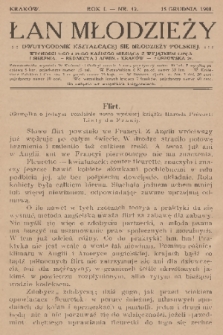 Łan Młodzieży : dwutygodnik kształcącej się młodzieży polskiej. R. 1, 1908, nr 12