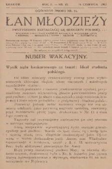 Łan Młodzieży : dwutygodnik kształcącej się młodzieży polskiej. R. 2, 1909, nr 12