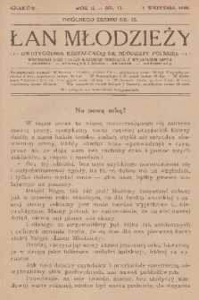 Łan Młodzieży : dwutygodnik kształcącej się młodzieży polskiej. R. 2, 1909, nr 13