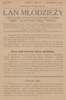 Łan Młodzieży : dwutygodnik kształcącej się młodzieży polskiej. R. 2, 1909, nr 14