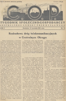 C. O. P. : tygodnik społeczno-gospodarczy Centralnego Okręgu Przemysłowego. 1938, nr 13
