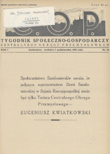 C. O. P. : tygodnik społeczno-gospodarczy Centralnego Okręgu Przemysłowego. 1938, nr 16
