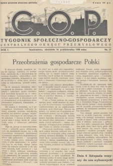 C. O. P. : tygodnik społeczno-gospodarczy Centralnego Okręgu Przemysłowego. 1938, nr 17