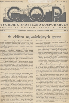 C. O. P. : tygodnik społeczno-gospodarczy Centralnego Okręgu Przemysłowego. 1938, nr 18