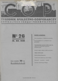 C. O. P. : tygodnik społeczno-gospodarczy Centralnego Okręgu Przemysłowego. 1938, nr 26