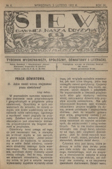 Siew : dawniej „Nasza Drużyna” : organ Związku Młodzieży Wiejskiej : tygodnik wychowawczy, społeczny, oświatowy i literacki. R. 9, 1922, nr 6