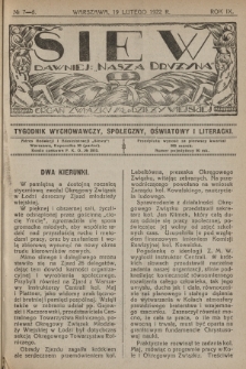 Siew : dawniej „Nasza Drużyna” : organ Związku Młodzieży Wiejskiej : tygodnik wychowawczy, społeczny, oświatowy i literacki. R. 9, 1922, nr 7/8