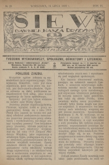 Siew : dawniej „Nasza Drużyna” : organ Związku Młodzieży Wiejskiej : tygodnik wychowawczy, społeczny, oświatowy i literacki. R. 9, 1922, nr 29