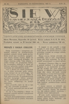 Siew : dawniej „Nasza Drużyna” : organ Związku Młodzieży Wiejskiej : tygodnik poświęcony sprawom kulturalno-oświatowym i rolniczym. R. 9, 1922, nr 43