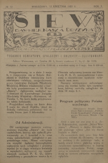Siew : dawniej „Nasza Drużyna” : organ Związku Młodzieży Wiejskiej : tygodnik oświatowy, społeczny i rolniczy ilustrowany. R. 10, 1923, nr 15